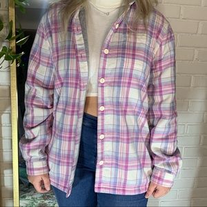 L L Bean Shacket Fleece Lined Retro Pastel Pink